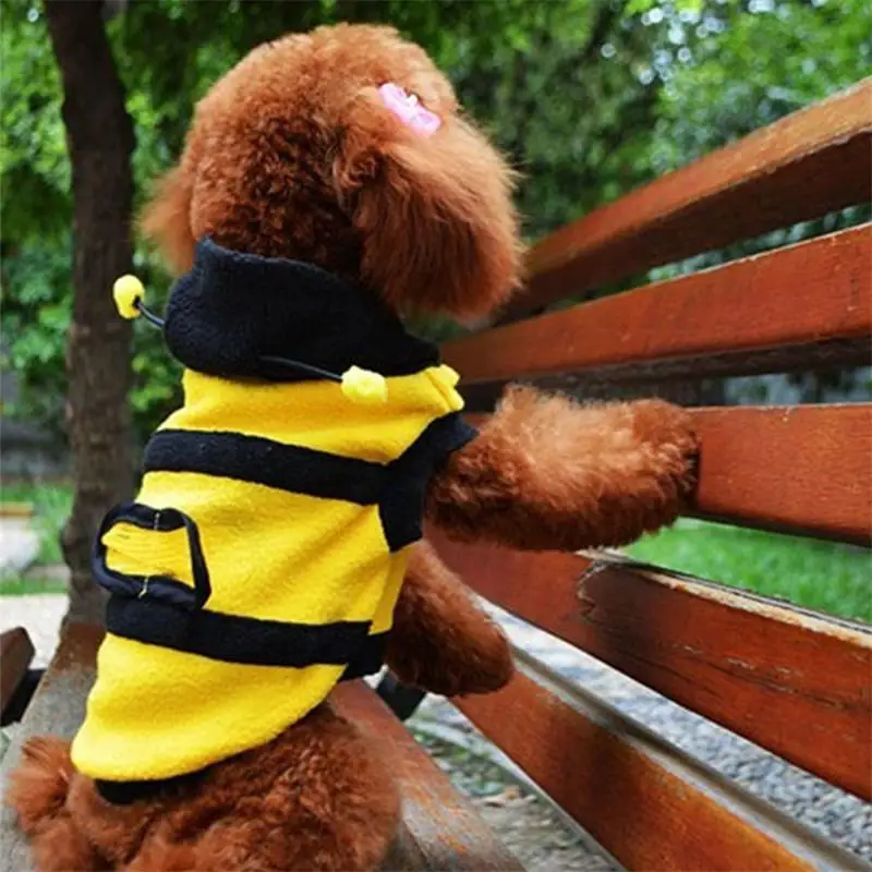Милый креативный стиль пчелы Pet бархатное пальто Теплый свитер Одежда для домашних животных