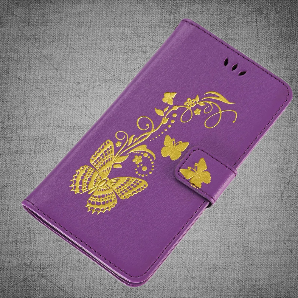 Позолоченный чехол для телефона из искусственной кожи с бабочкой мягкий
