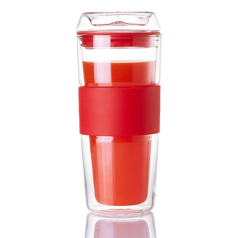 

400Ml Glass Water Bottle High Temperature Resistant Borosilicate Glass Mini Water Bottle for Kids Glass Bottle Red