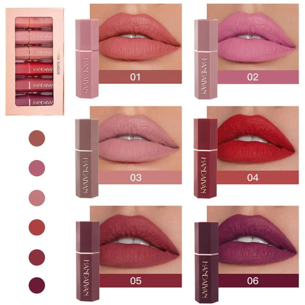 6pcs/set Matte Lipstick Set Waterproof Long Lasting Lipstick Non-stick Cosmetic Up Glosses Velvet Make Lip Beauty A4H3 6pcs/set Matte Lipstick Set Waterproof Long Lasting Lipstick Non-stick Cosmetic Up Glosses Velvet Make Lip Beauty A4H3