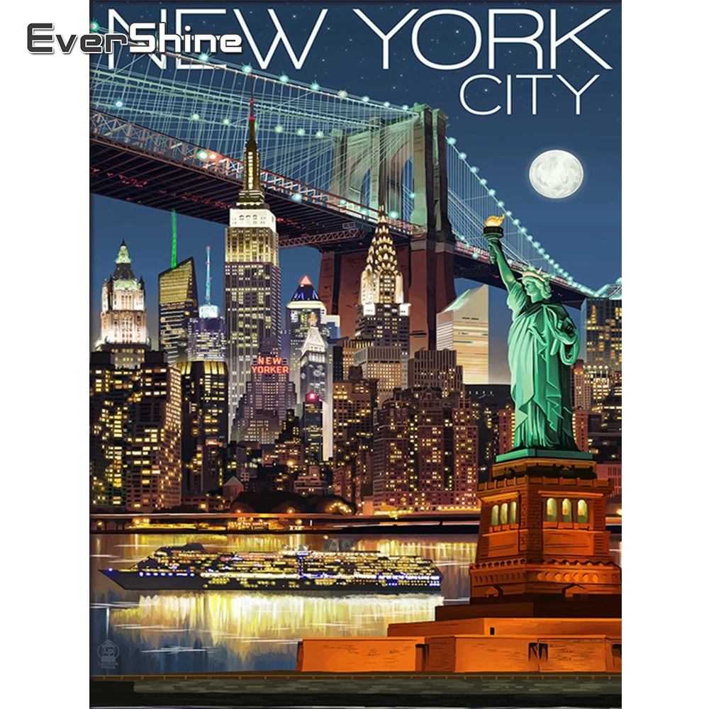 EverShine DIY Diamond Embroidery City New York Rhinestone Picture