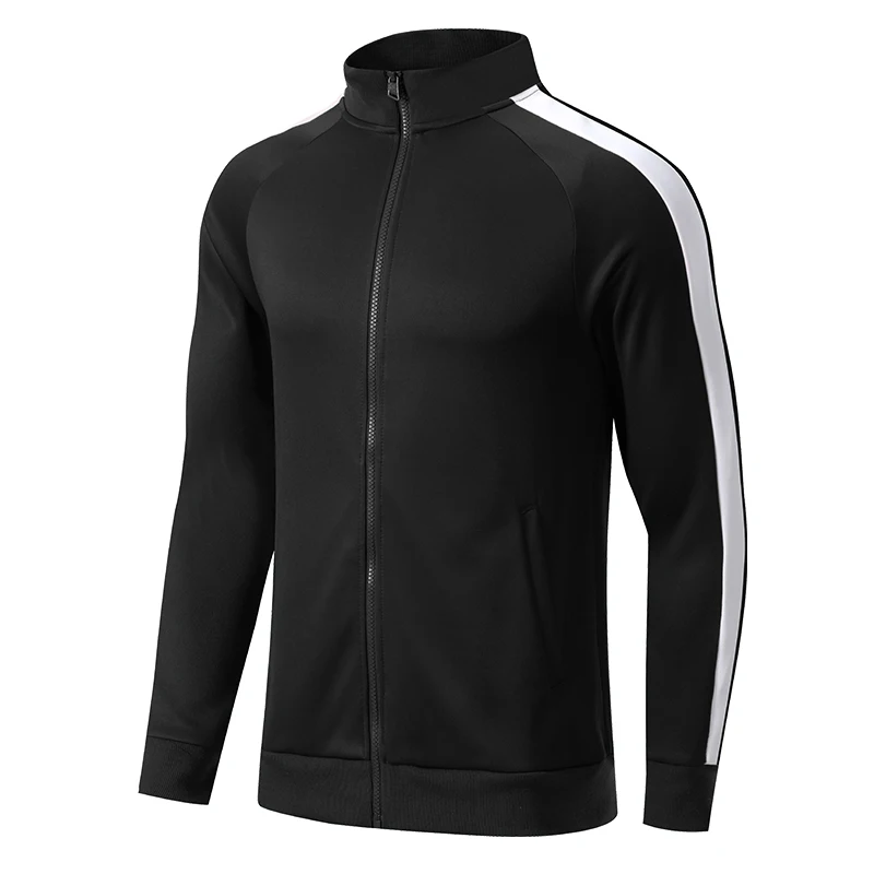 Мужская куртка для бега, дышащая, для спорта на открытом воздухе, Походное пальто, тренировочные футбольные куртки трикотажные, для фитнеса, футбола, тренировочная куртка на молнии - Цвет: Black