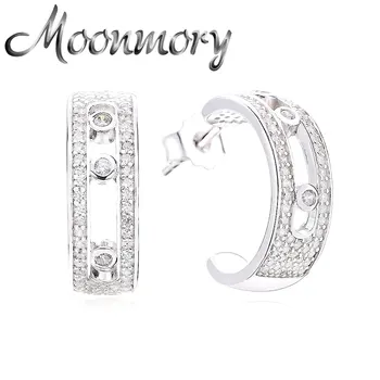 

Moonmory 925 Sterling Silver Zircon Letter C Hoop Huggies Earring With Piercing For Women Wedding France Crystal Jewelry Making
