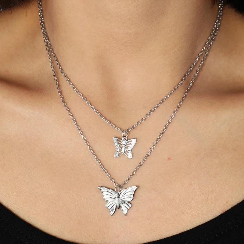 CH01 Simple Butterfly Pendant Clavicle Chain Necklace for Women Chocker Fashion Jewelry Gifts