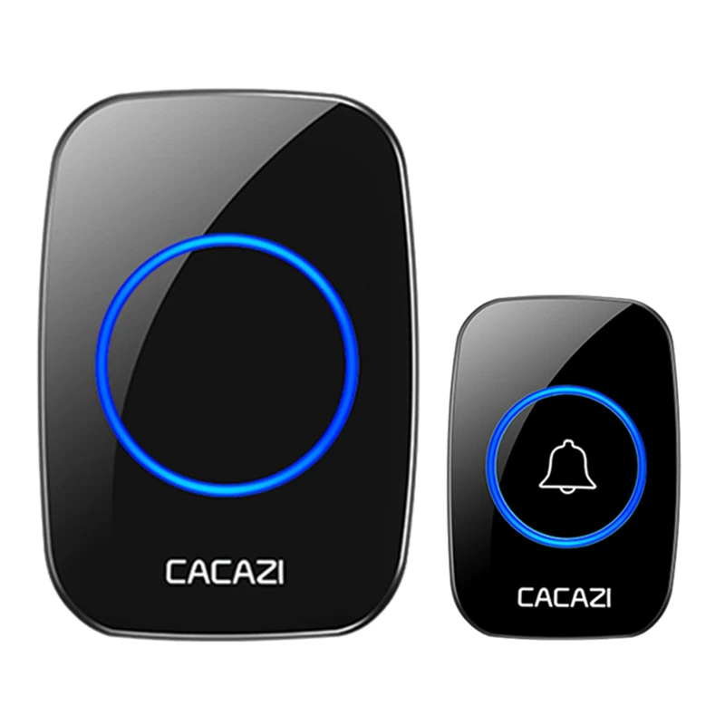 CACAZI Wireless Doorbell DC Battery-operated 300M Remote Battery Call Ring 1 2 3 Button 1 2 3 Receiver Door Bell A10 Black door phone system