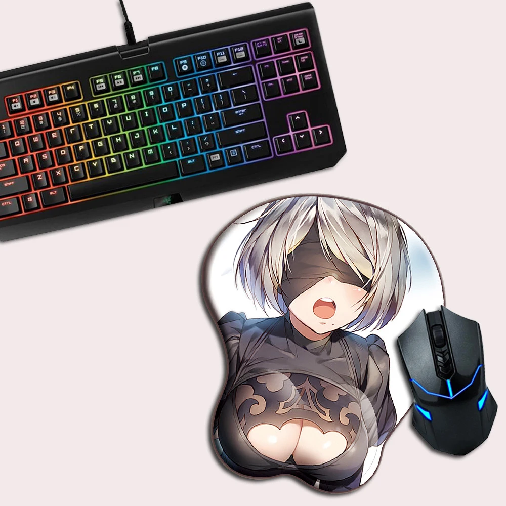 FFFAS NieR: Automata 2B аниме игровой 3D коврик для мыши с подставкой для запястья Силиконовый Гель Заполненный путь Ткань Игровой зазор становится простым