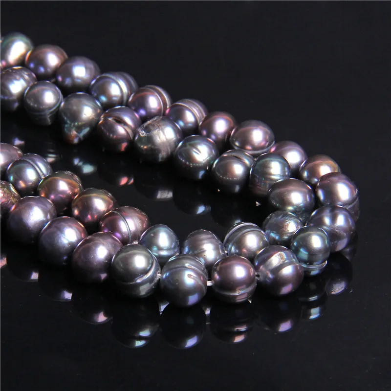 8-9mm natural black baroque Pearl Scattered Beads 16.5 inches temperament 