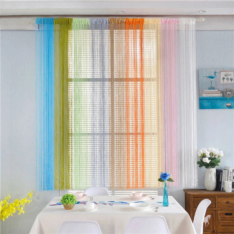 Multi-color thread curtains with tassel curtains for living room doors, walls and windows with a width of 100cmx200cm