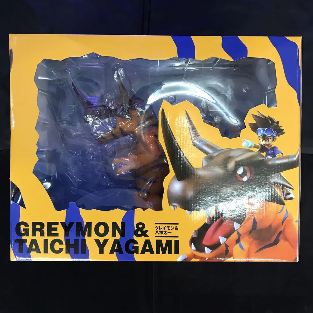 Anime Digimon Adventure Greymon & Taichi Yagami PVC Figure Statue Toy No Box 