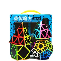 Zcube черный рыцарь из углеродного волокна Набор подарочных коробок 2x2 3x3 4x4 5x5 Pyramid Megaminx Skew выпуклая Пирамидка волшебный куб костюм детские