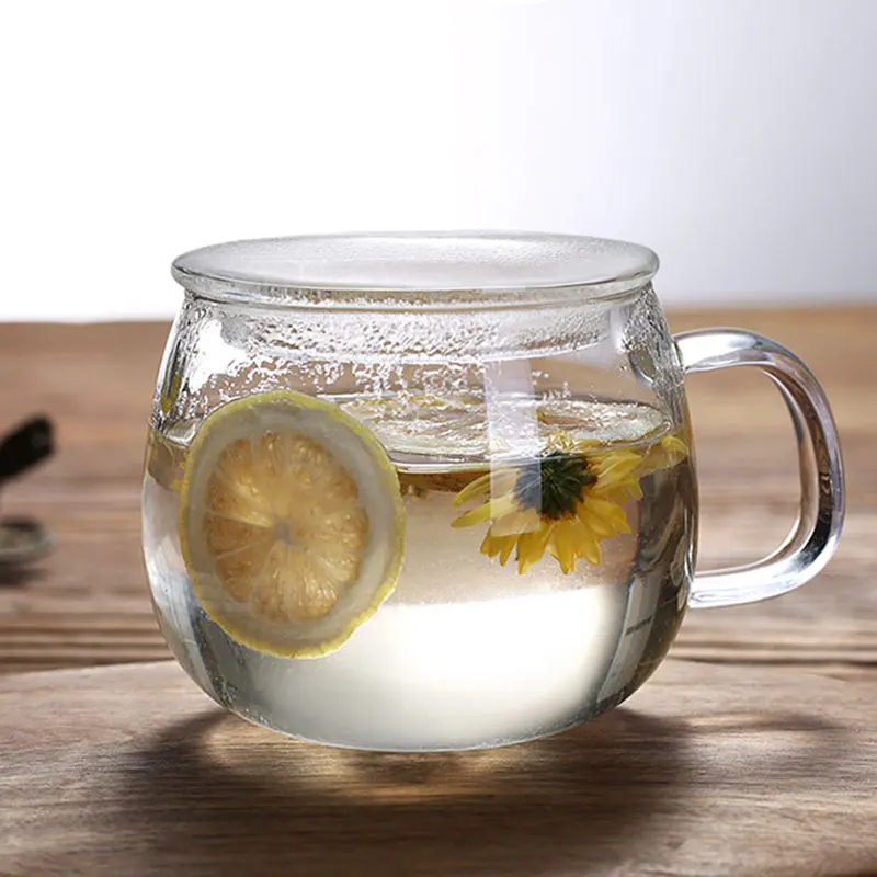 

Tea Cup 350ml Drinks Kitchen Restaurant Kettle Heat Resistant Glass Water Coffee Economic Home Fruit Juice Strainer Teacup