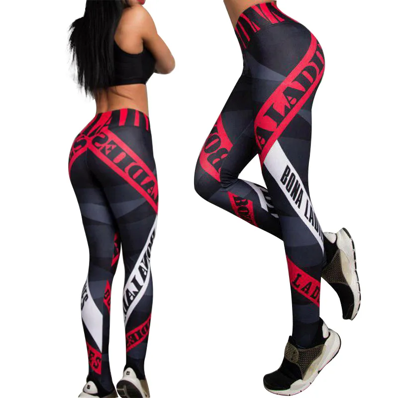 

Letter Printing Stretchy High Waist Leggings Women Push Up Fitness Gymwear Ankle-length Trending Products Females Pants Fitness