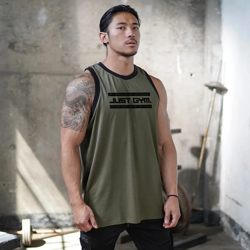 Бренд Just gym одежда для фитнеса мужская майка сетчатая дышащая майка для бодибилдинга Стрингер майка для мышц Спортивная майка без рукавов