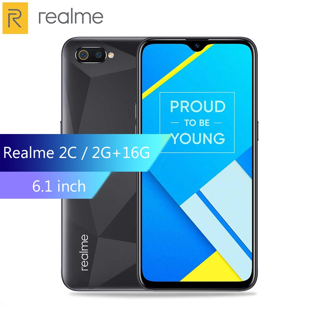 Realme C2 4G смартфон 6 1 дюймов Android 9 0 Helio P22 Octa Core 13.0MP + 2.0MP сзади Камера 4000 мА/ч Батарея