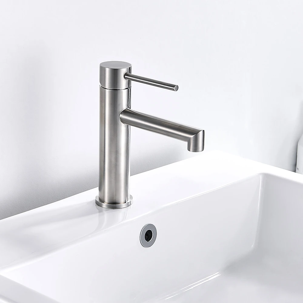 

Bathroom Mixer Faucet Stainless Steel Sink Tap Single Handle Hole Hot and Cold Water Home Kitchen Hotel Faucet
