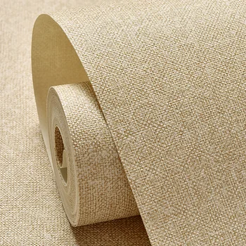 

Waterproof Large Area Silk Living Room Linen Finish Wallpaper Engineering Hotel Flax Family Hotel Office 5.035 Square Meters/