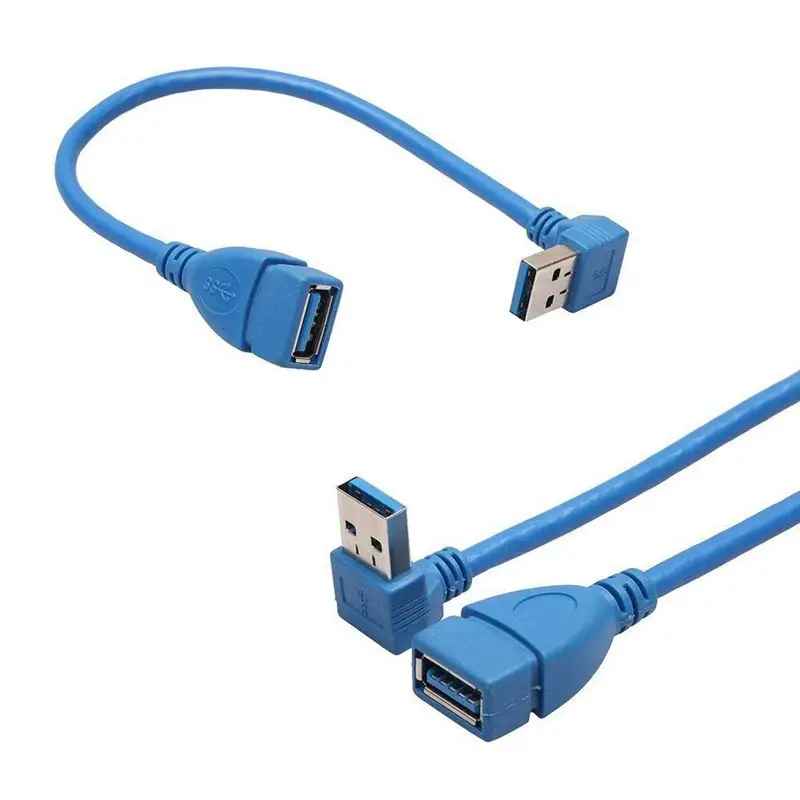 AMS-Male-Female USB 3,0 удлинитель, вверх и вниз угол-синий(упаковка из 2), 20 см