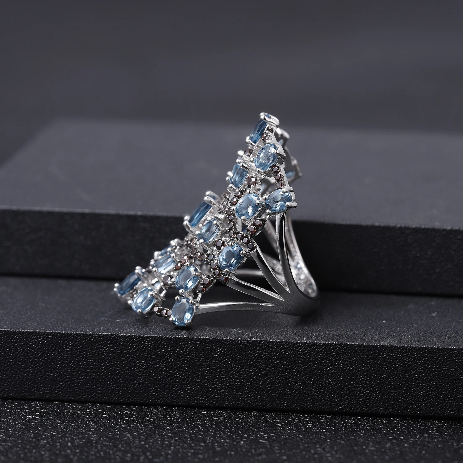 Балетные кольца GEM'S BALLET, 7.59Ct, натуральный Лондон, голубой топаз, камень по месяцу рождения, кольца, 925 пробы, серебро, Винтажное кольцо для женщин, вечерние ювелирные изделия
