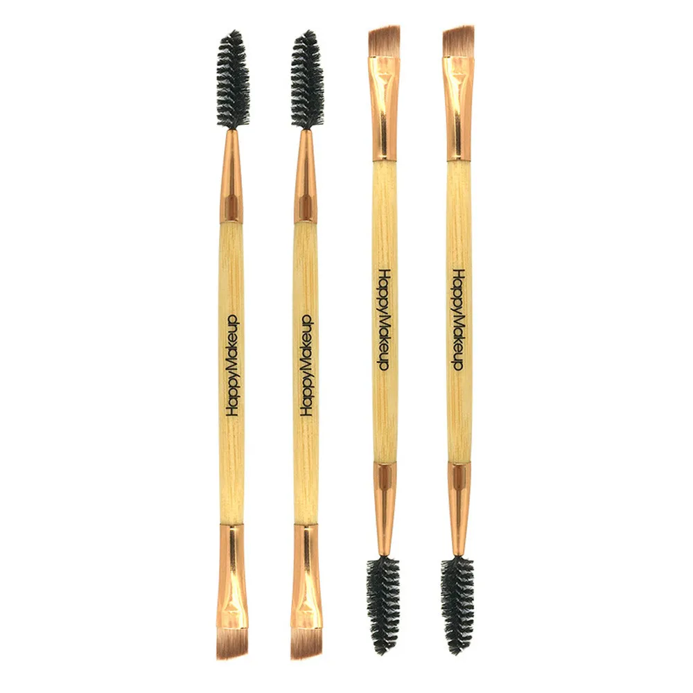 1 шт., 2в1, Duo Brow beauty, макияж, кисточка для Бровей Ресниц, двухсторонняя расческа, деревянная ручка, двусторонняя кисть для бровей, плоские Угловые кисти