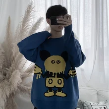 New Japan Harajuku Loose Handsome Casual Sweater Long-sleeved Sweater Male