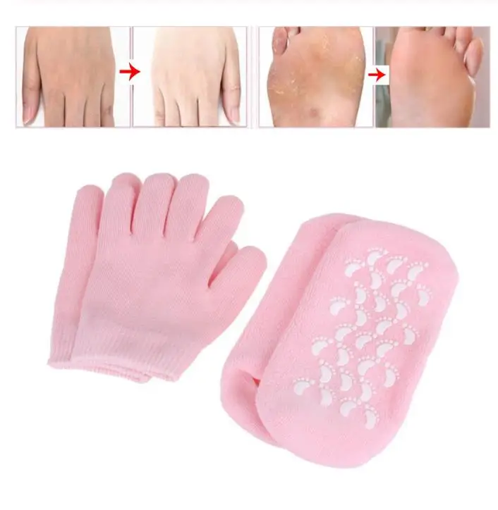 

Reusable SPA Gel Socks Gloves Moisturizing Whitening Exfoliating Smooth Hands Feet Care for Adult Hand Mask Supports