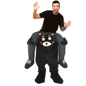 

Woman Men Party Black Bear Ride on Me Magic Pants Walking Mascot Christmas Halloween Cosplay Costume Animal Carry Back Fake Legs