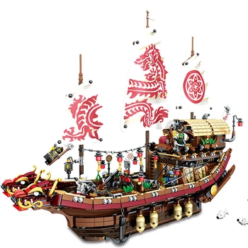 

2338pcs Mobile Base New Fate reward boat set Destiny's Bounty Building Blocks Bricks Compatible 70618 Toys for birthday Gift