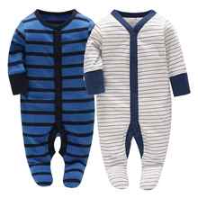 Комплект из 2 предметов; красивые детские гольфы для новорожденных; цвет синий, черный; костюм в полоску из чистого хлопка с длинными рукавами; одежда с круглым вырезом для младенцев