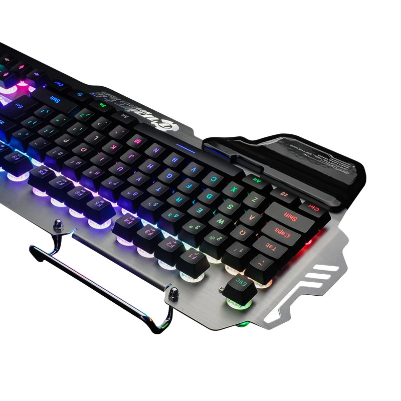 Игровая клавиатура Механическая Проводная, USB, игровая профессиональная Blacklight светодиодный регулируемый свет с металлической панелью для PC Gamer