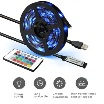 

5050RGB Strip Light TV Background Light With USB Power Supply Remote Changing Color Light 2M 30LED Desktop Decor Screen Light