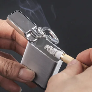 

New 1pcs creative Metal Cigarette ashtray With Keychain portable travel pocket Cigar ashtray mini smoke in car ash tray