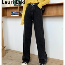 Джинсы для женщин в стиле бойфренд размера плюс черные с высокой талией широкие джинсы винтажные прямые джинсовые штаны большого размера уличная мода