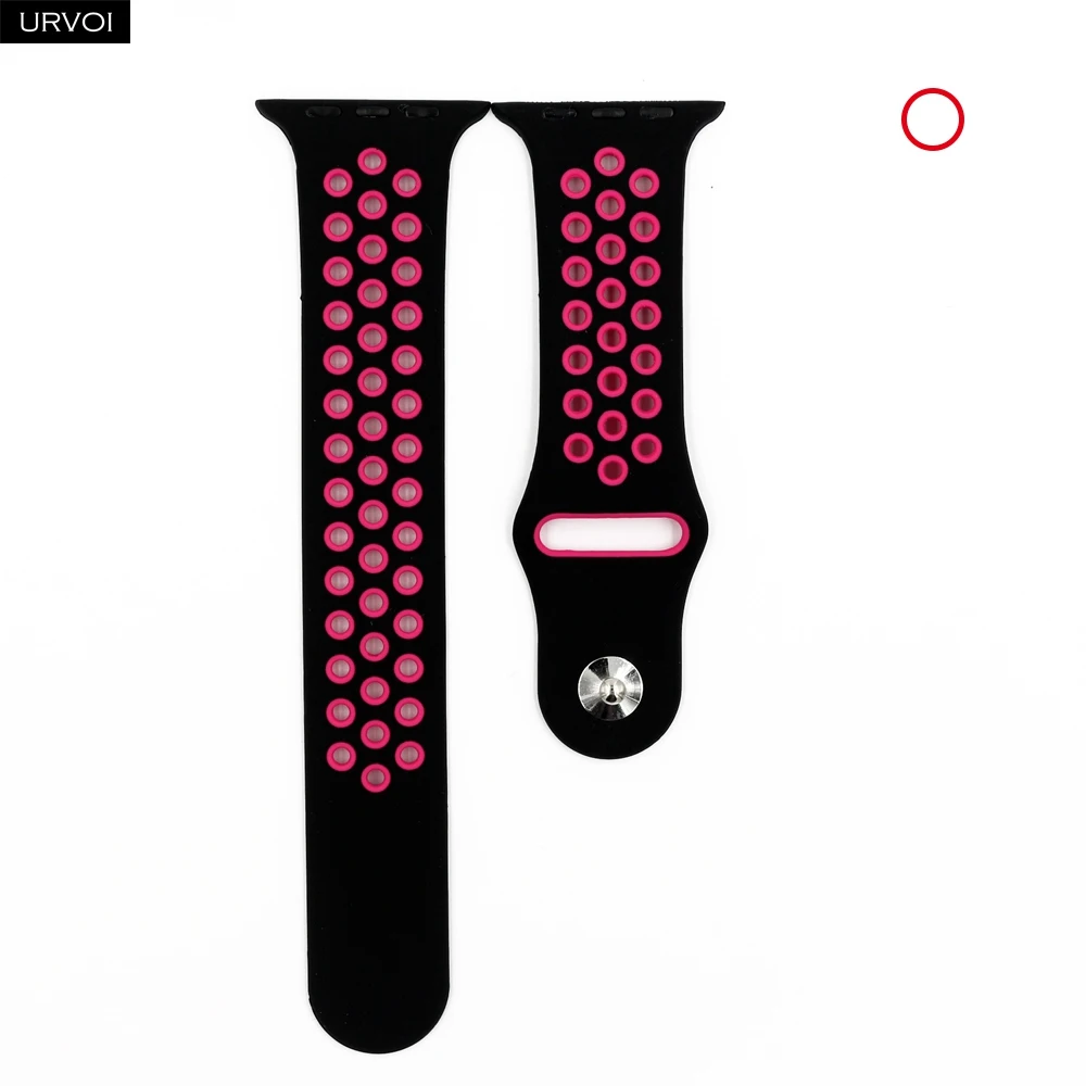Black Pink Blast URVOI силиконовый ремешок для Apple Watch серии 5 4 3 2 1 Nike+ спортивный ремешок для iwatch дышащие новые цвета 38 40 42 44 мм - Цвет ремешка: Black Pink Blast