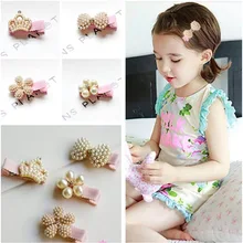 Южная Корея Детская шпилька головной убор жемчужные двойные вилки заколки изящные заколки боковой зажим