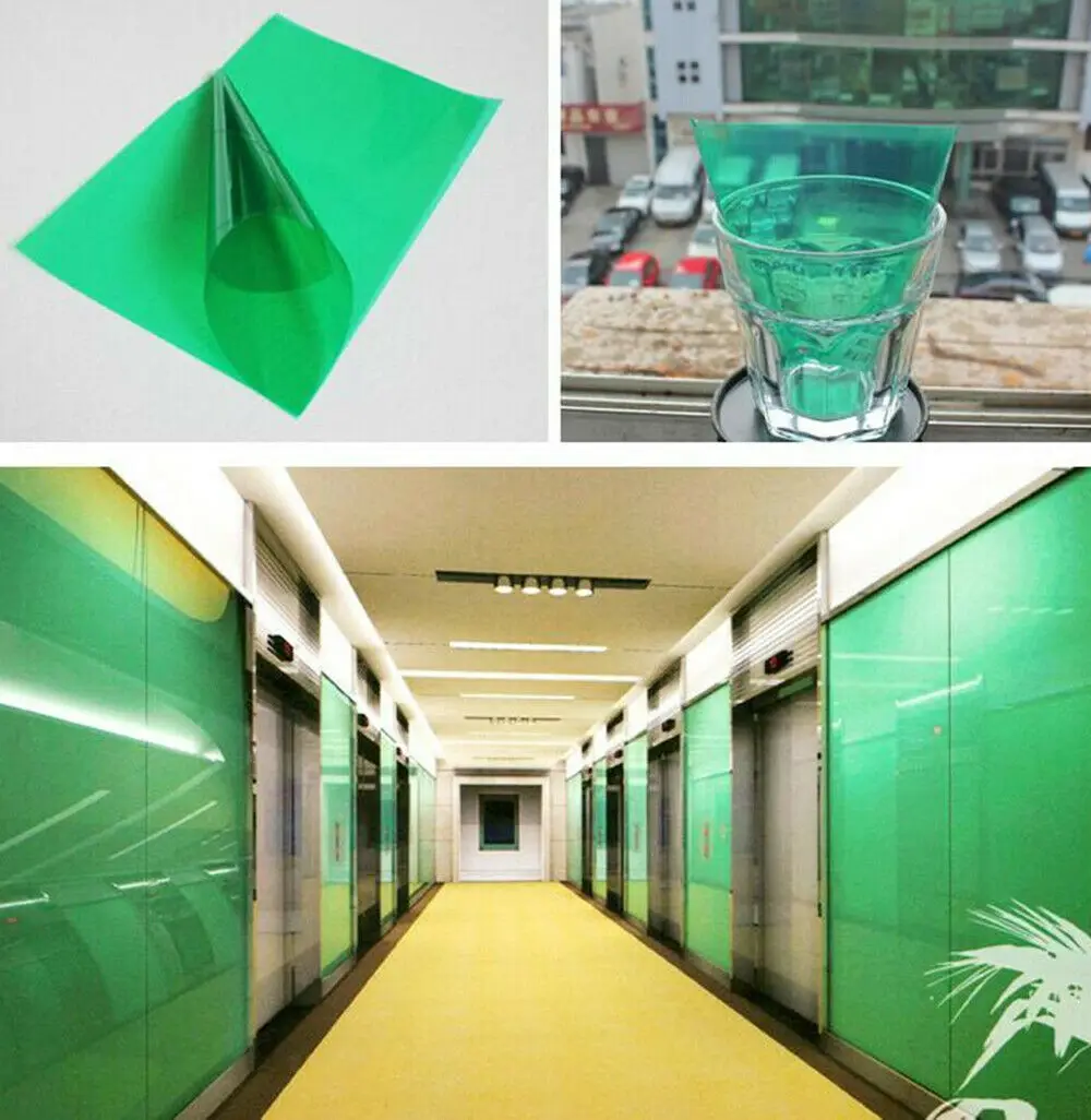 SUNICE 1.52x30m/5x100FT Green Decoration Window Tint Film Clear Solar Tint Privacy Protection Film Home Mall Glass Decor Sticker