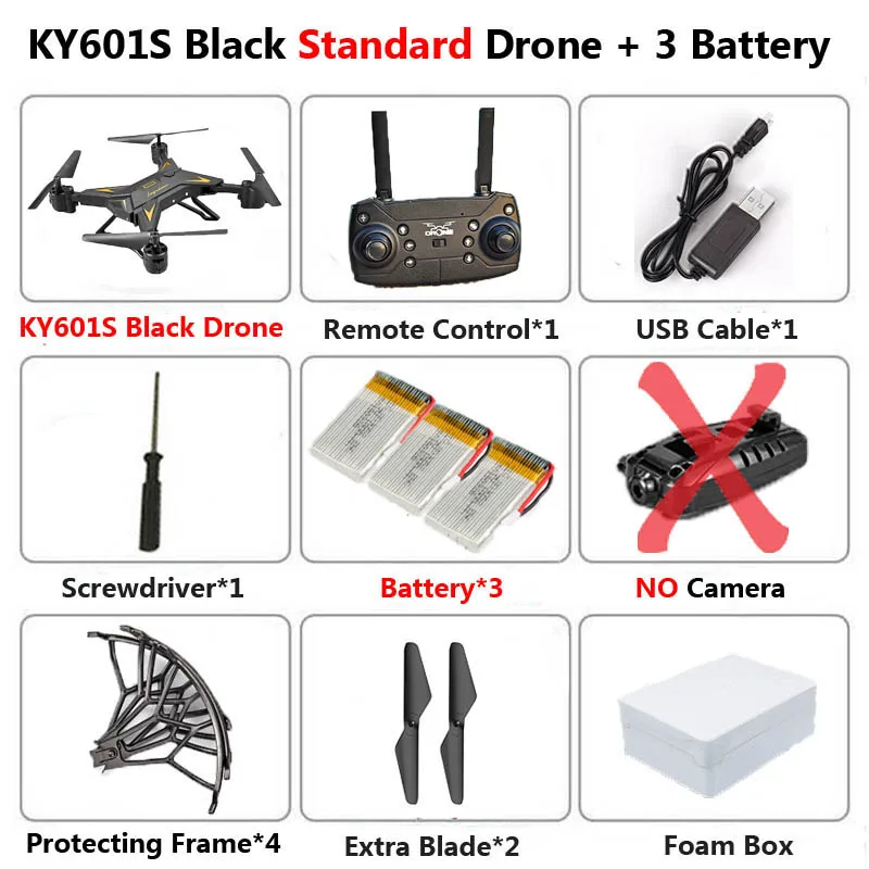 Профессиональный складной Дрон KY601S с камерой 5MP HD Wi-Fi FPV широкий угол удержания высоты RC Квадрокоптер Вертолет игрушка E58 SG106 - Цвет: B no camera 3B Foam