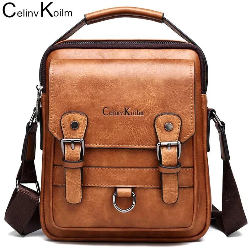 

Celinv Koilm Brand Big Size Business Men Handbag Leather Crossbody Shoulder Bag For 9.7 inch iPad Tablet Flapover Messenger Bag