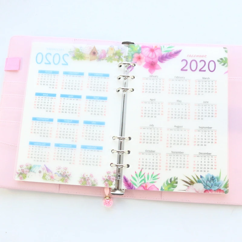 2020 Calendar 6 Holes A5 A6 PP Index Divider Diary Binder Planner Notebooks best