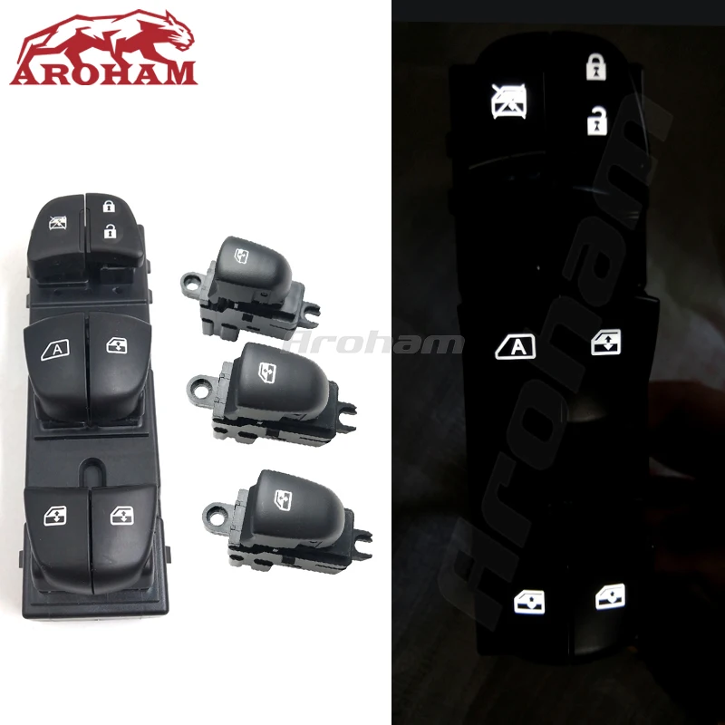 

Electric Power Window Switch With 7 White Light High Quality For Renault Kadjar 2015 2016 2017 2018 all 7 led White lights
