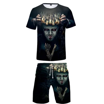 

2019 Viking two piece set tshirt and shorts Harajuku men Christmas t shirt streetwear harajuku Short Sleeve plus size