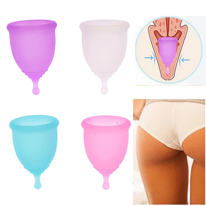 4PCS/Set Medical Silicone Menstrual Cup Feminine Hygiene Menstrual Period Reusable Vaginal Cups With Cleaning Brush Bag Manual