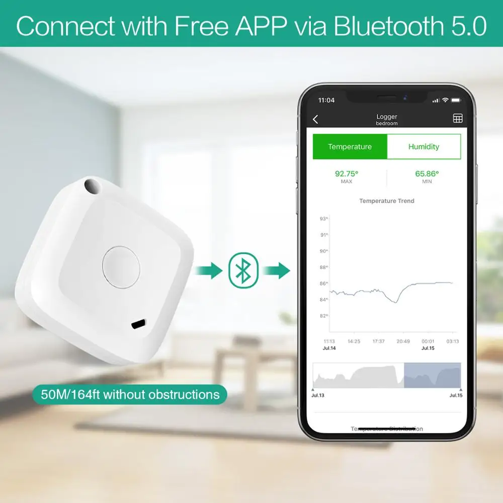 ORIA Wireless Thermometer Hygrometer Sensor Data Logger Digital C/F Indoor Outdoor Bluetooth Temperature Humidity Meter Alarm 2