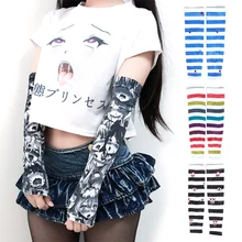 1 Pair Anime Sun Protection Ice Silk Sleeves Uv Protection Women Men Outdoor Running Fishing Climbing Driving Arm Cover