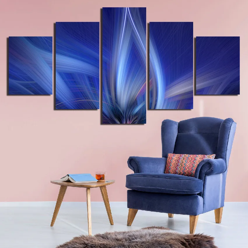 

5pcs Beautiful Purple Line Poster Frameless Style Canvas Painting With Waterproof Ink Can Be Customized For Home Decoration
