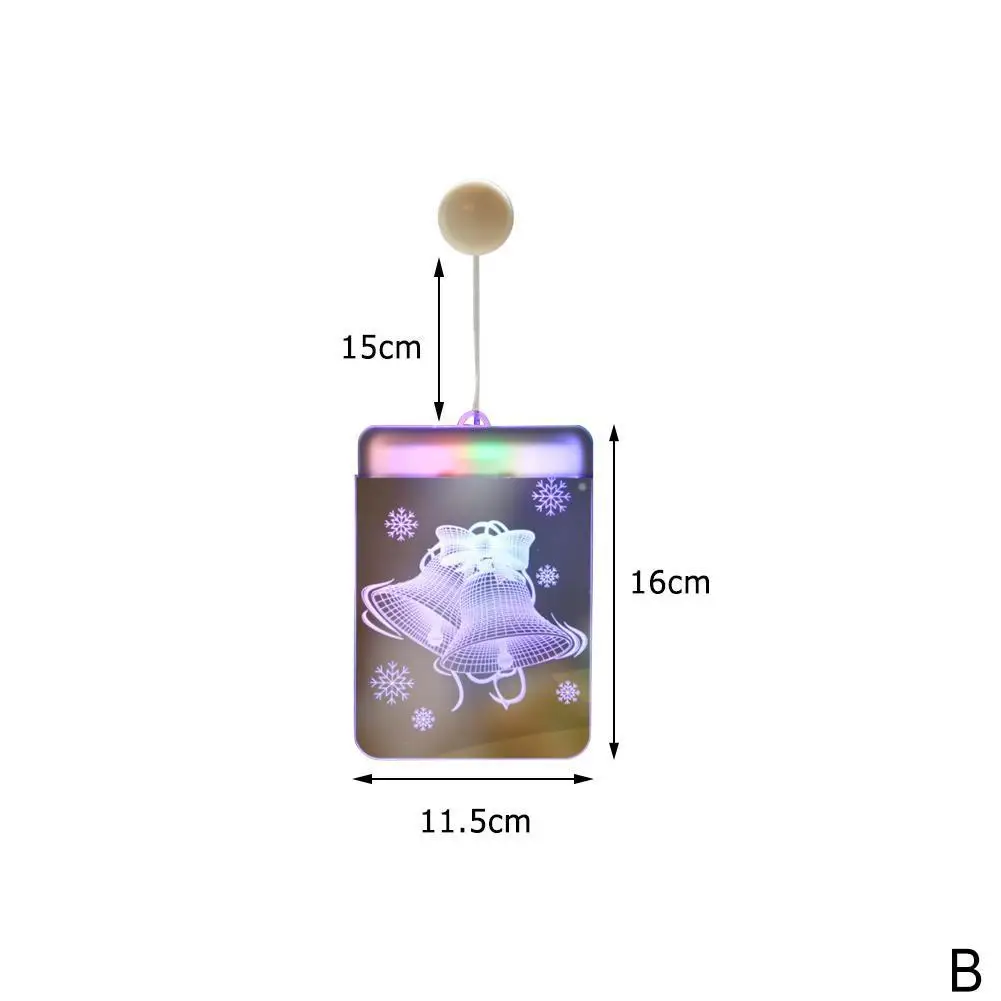 Ins декоративные рождественские огни Led Батарея колокольчики оленей огней Строка акриловая пластина 3d подвесные светильники, Рождественские огни, для улицы - Испускаемый цвет: B