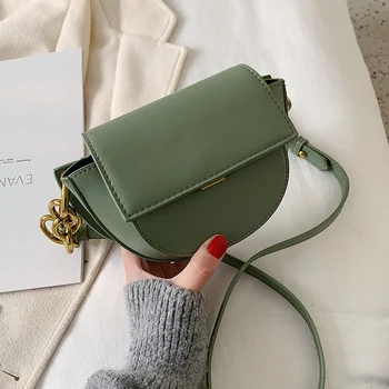 

PU Leather Solid Color Saddle Bag For Women 2020 Fashion Summer Mini Shoulder Messenger Bag Lady Handbags and Purse