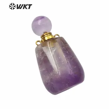 

WT-P1474 WKT five colors natural stone perfume bottle Pendant gold electroplated double hoops Pendant Jeweley made in China