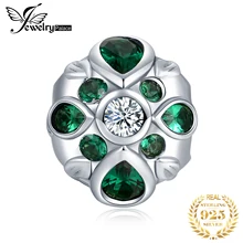 JewelryPalace 925 пробы серебро рано бутон цветка Blossom груша Форма зеленый кубический Бирюзовый Цирконий Шарм Браслет Fit для Для женщин