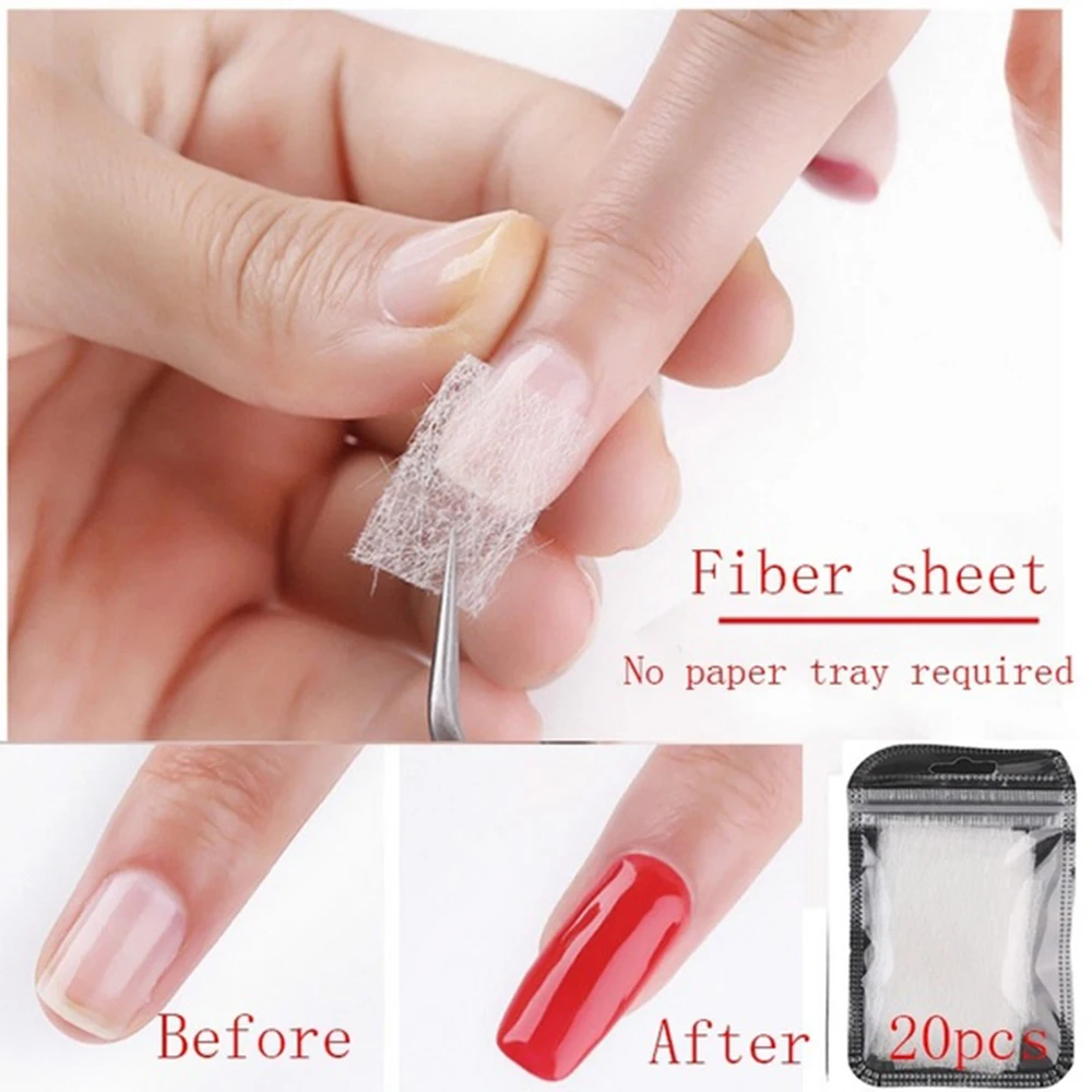 

Popular 10/20pcs/set Professional Silk Fiberglass Nail Tips Extension Gel Acrylic Nail Accessory Glass Fiber Nail art Extension