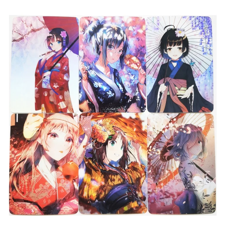 

9pcs/set ACG Beauty Japanese Kimono Girl Sexy Girls Refraction Hobby Collectibles Game Anime Collection Cards